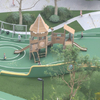 Wooden house slide-Wooden Series outdoor playground for kids