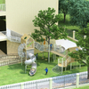 Building-Connected Tree Play System-Customized slides Outdoor play equipment