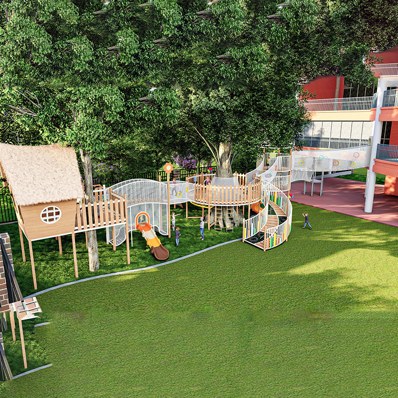 Red Apple Tree House-Customized slides outdoor playground for kids